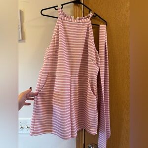 Pink and white striped romper